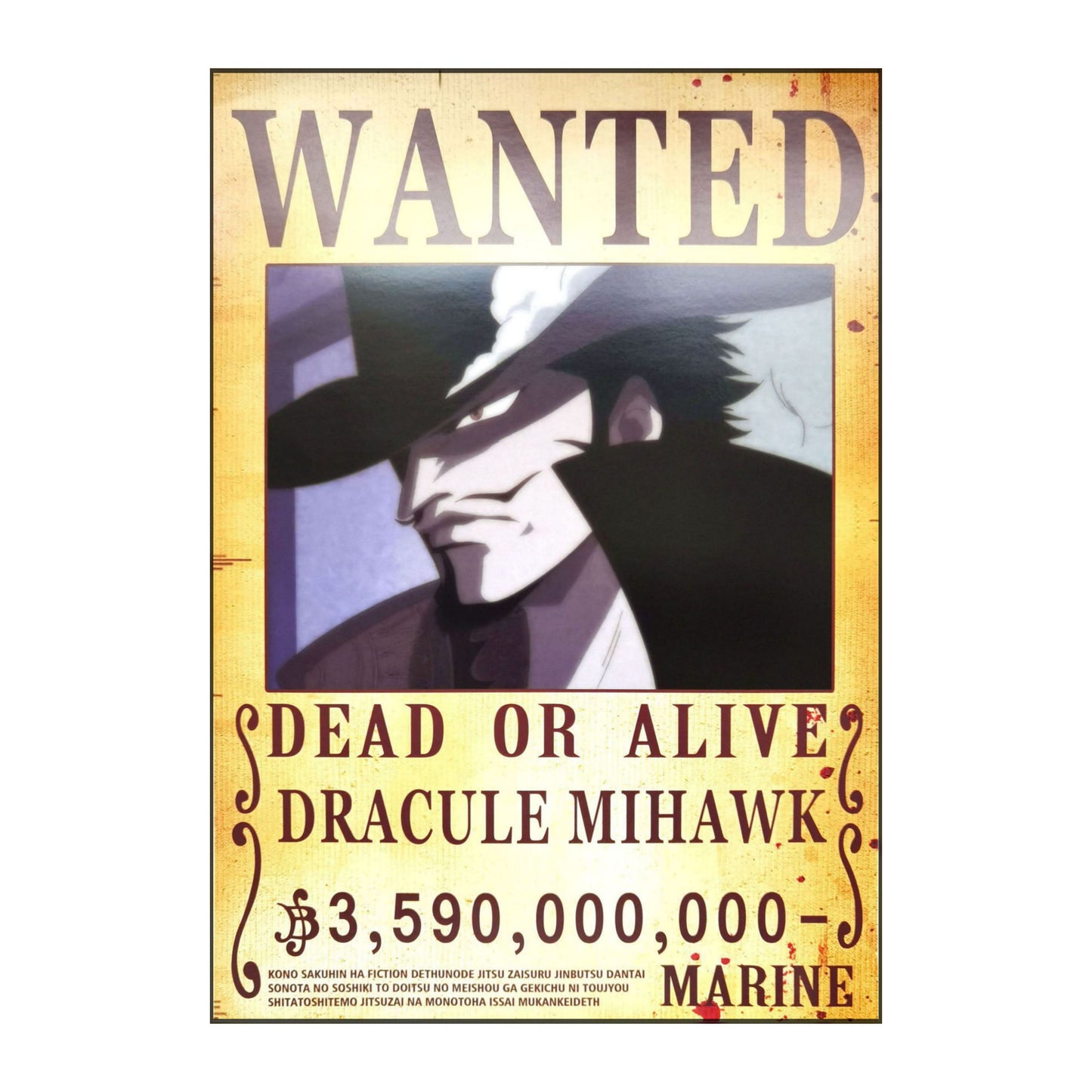 One Piece: Wanted Poster Dracule Mihawk 3590000000 (ART2) (420mm x 285mm)