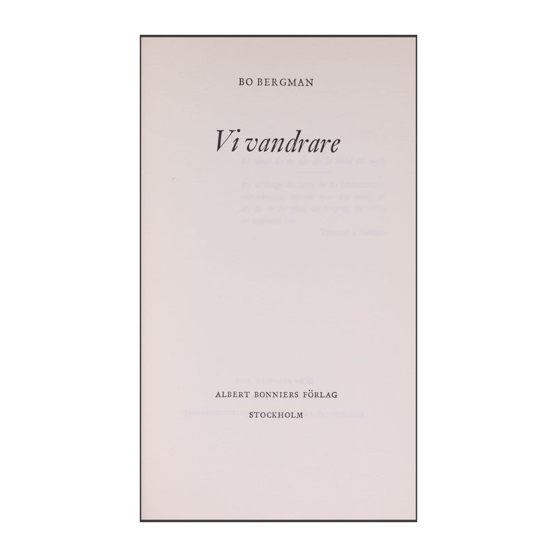 Bo Bergman: Vi Vandrare