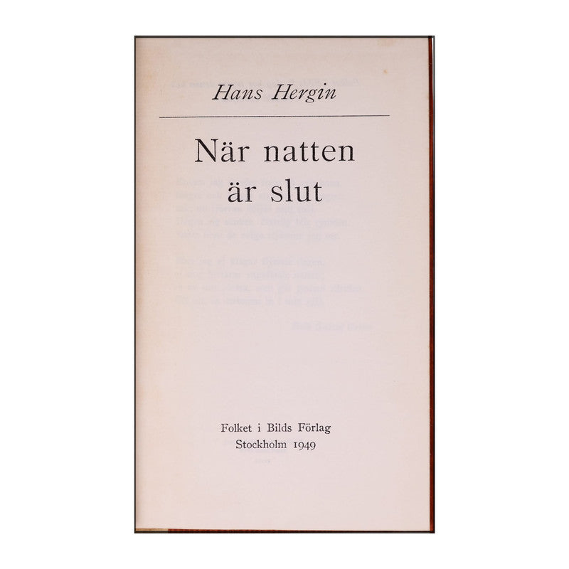 Hans Hergin: När Natten Är Slut