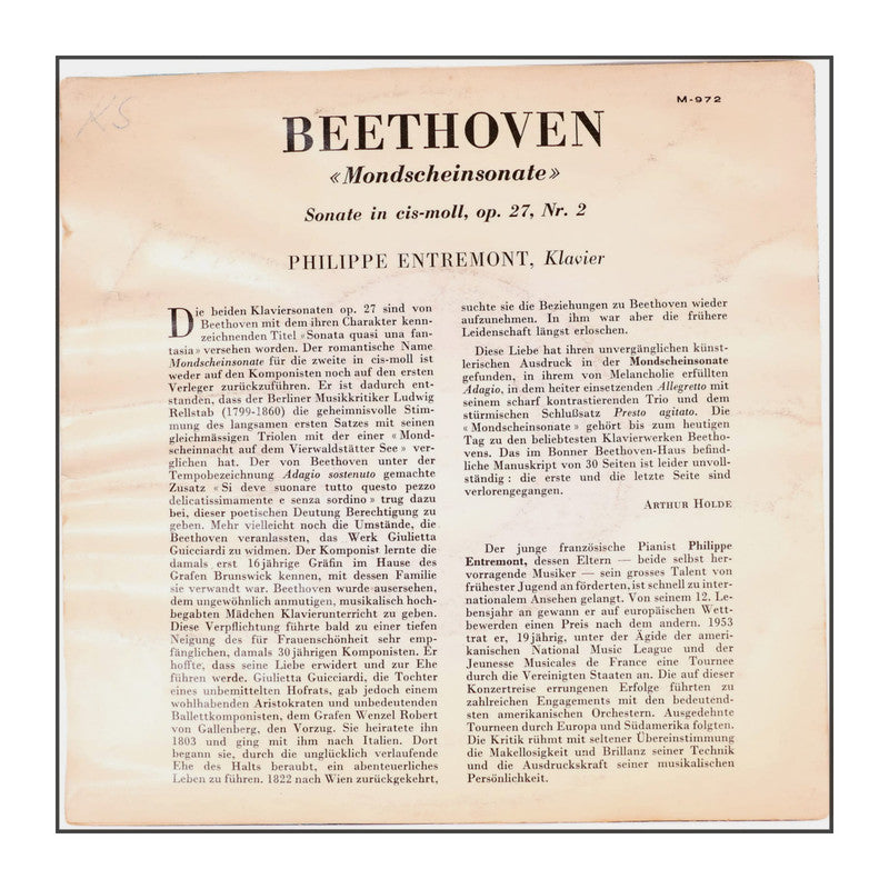 Ludwig Van Beethoven: Sonate No. 14 En Ut Dièse Mineur, Op. 27 No. 2, "Clair De Lune"