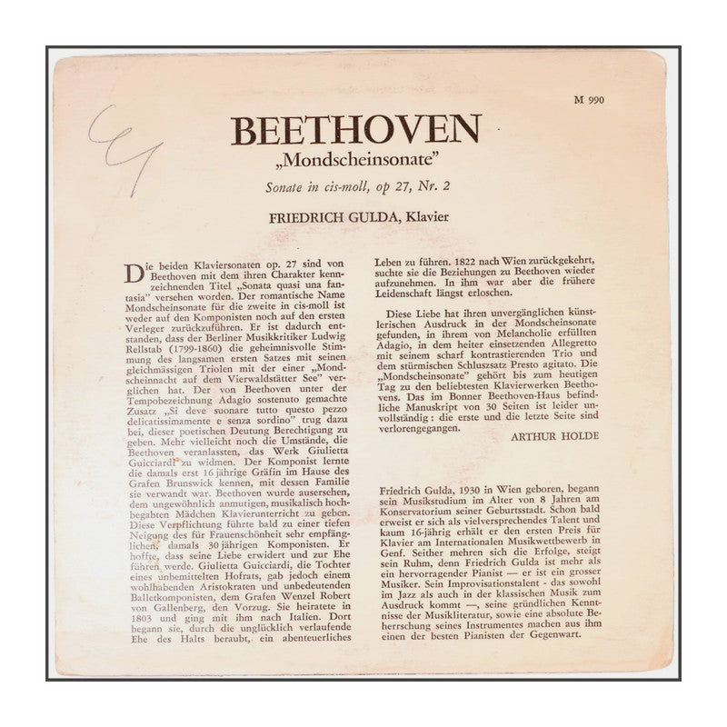 Friedrich Gulda & Ludwig Van Beethoven: Sonate Nr. 14 In Cis-Moll, "Mondschein"