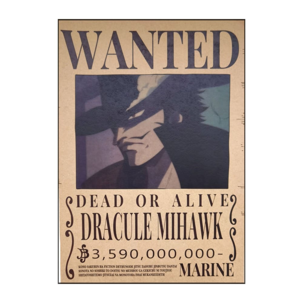 One Piece: Wanted Poster Dracule Mihawk 3590000000 (420Mm X 285Mm)