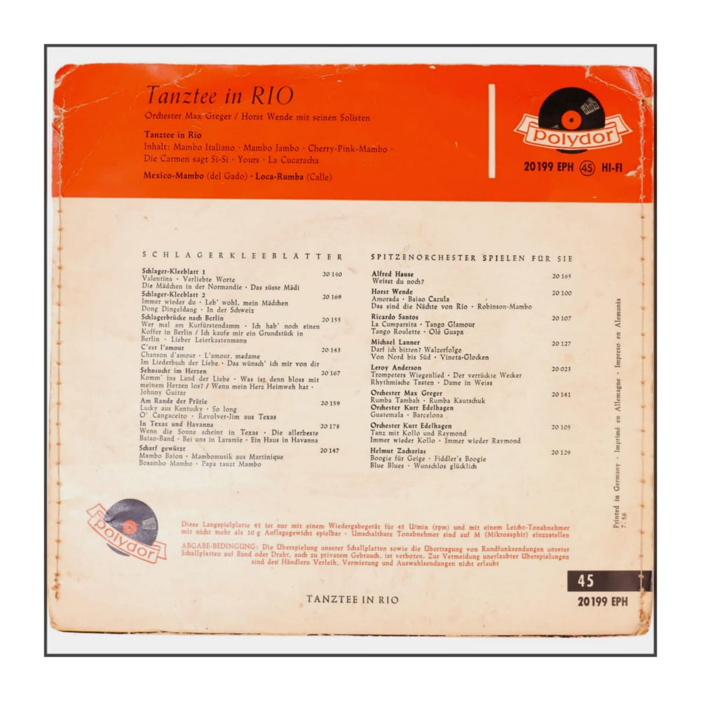 Max Greger Und Sein Orchester: Tanztee In Rio
