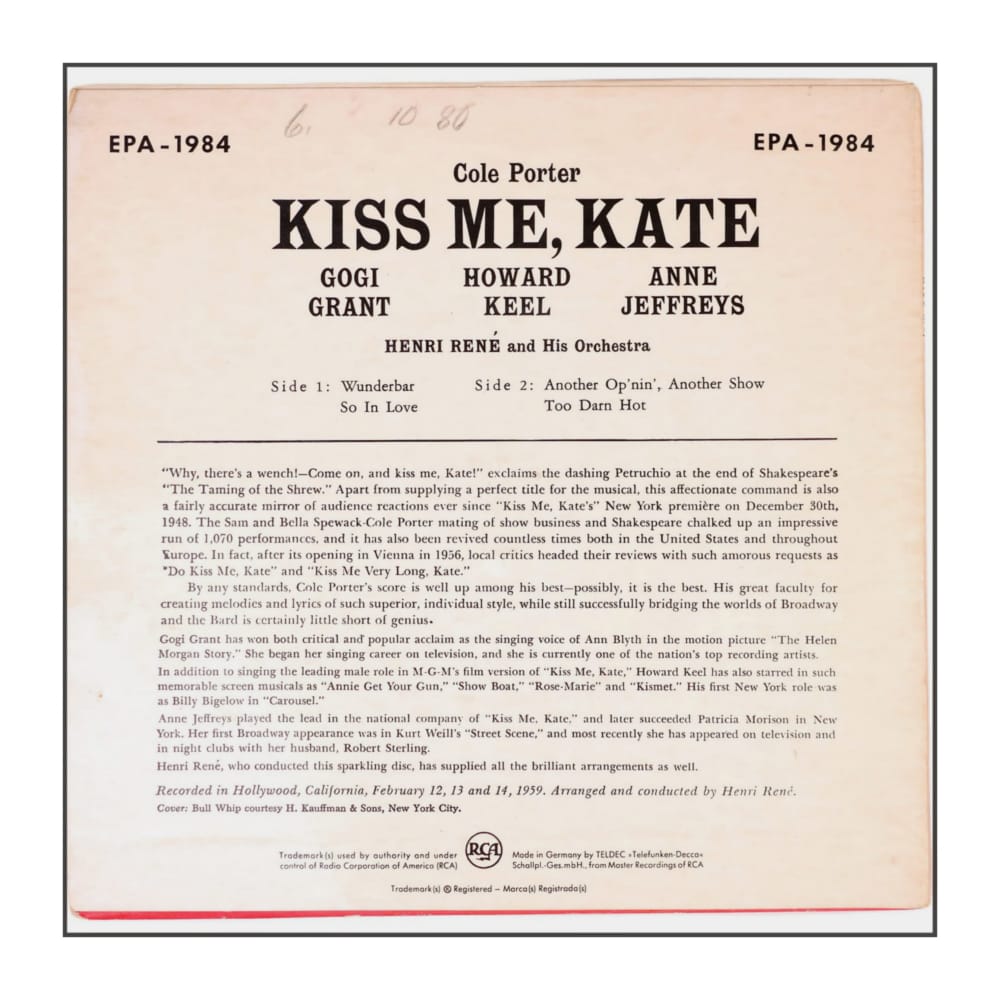 Henri René: Kiss Me Kate