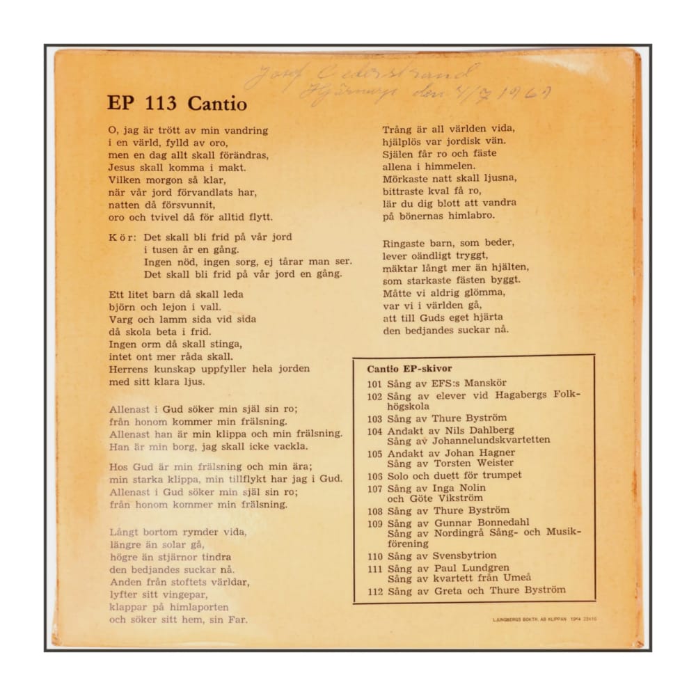 Eva Ericson: Det Skall Bli Frid På Vår Jord