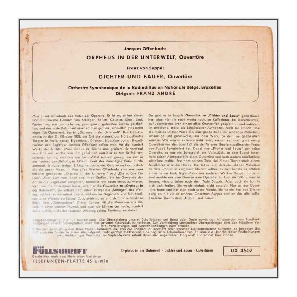 Orchestre Symphonique De La Radiodiffusion Nationale Belge: Dichter Und Bauer