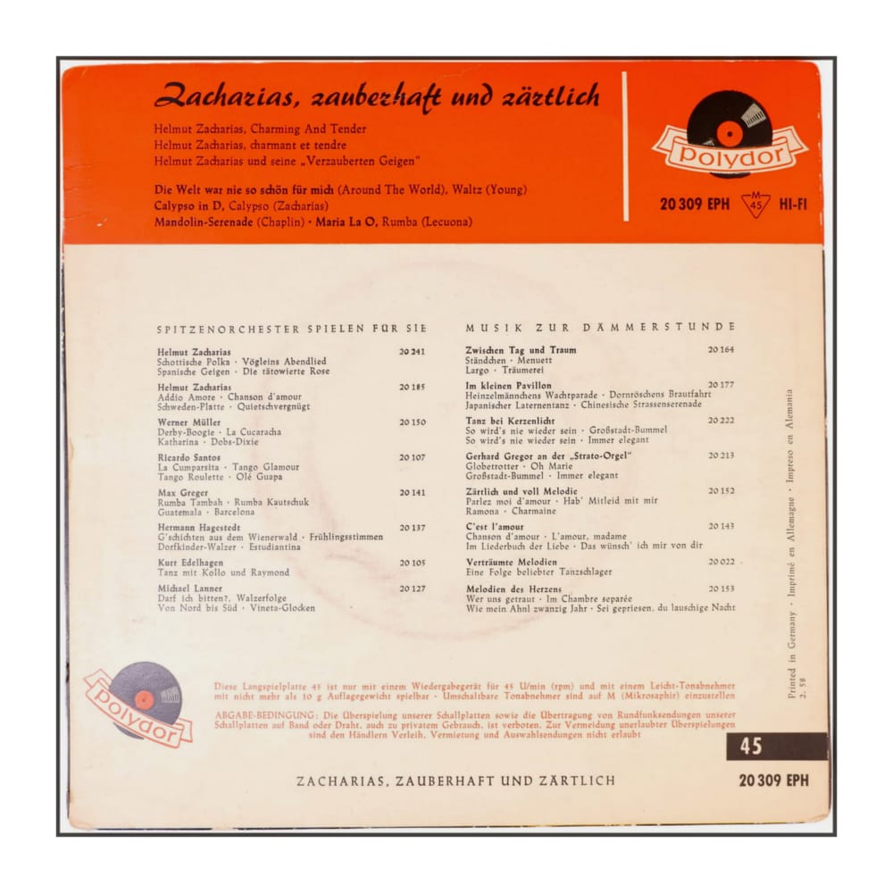 Helmut Zacharias: Zacharias, Zauberhaft Und Zärtlich