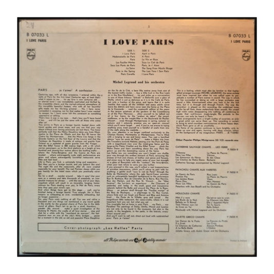 Michel Legrand And His Orchestra: I Love Paris