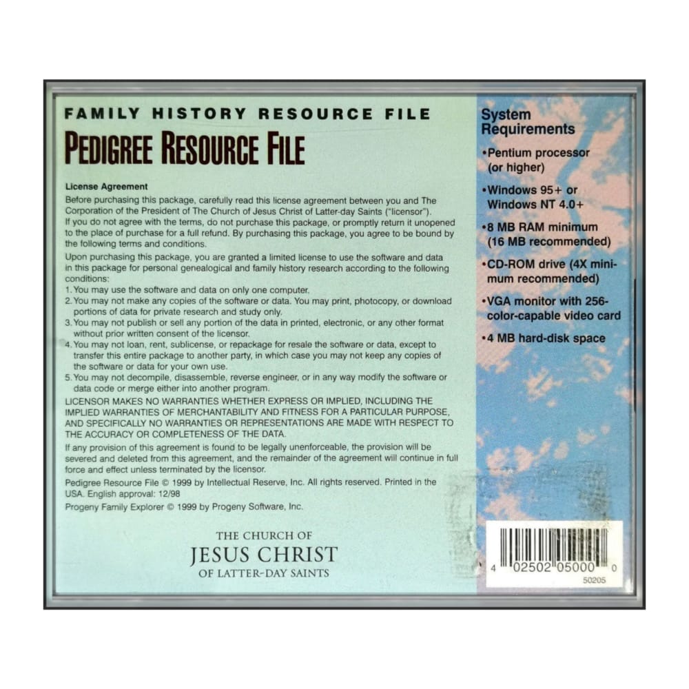 Family History Resource File: Pedigree Resource File Disc 5
