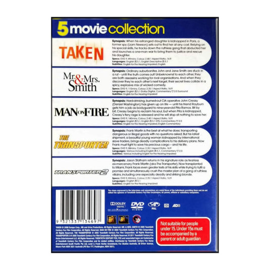 Taken + Mr & Mrs Smith + Man On Fire + Transporter 1-2