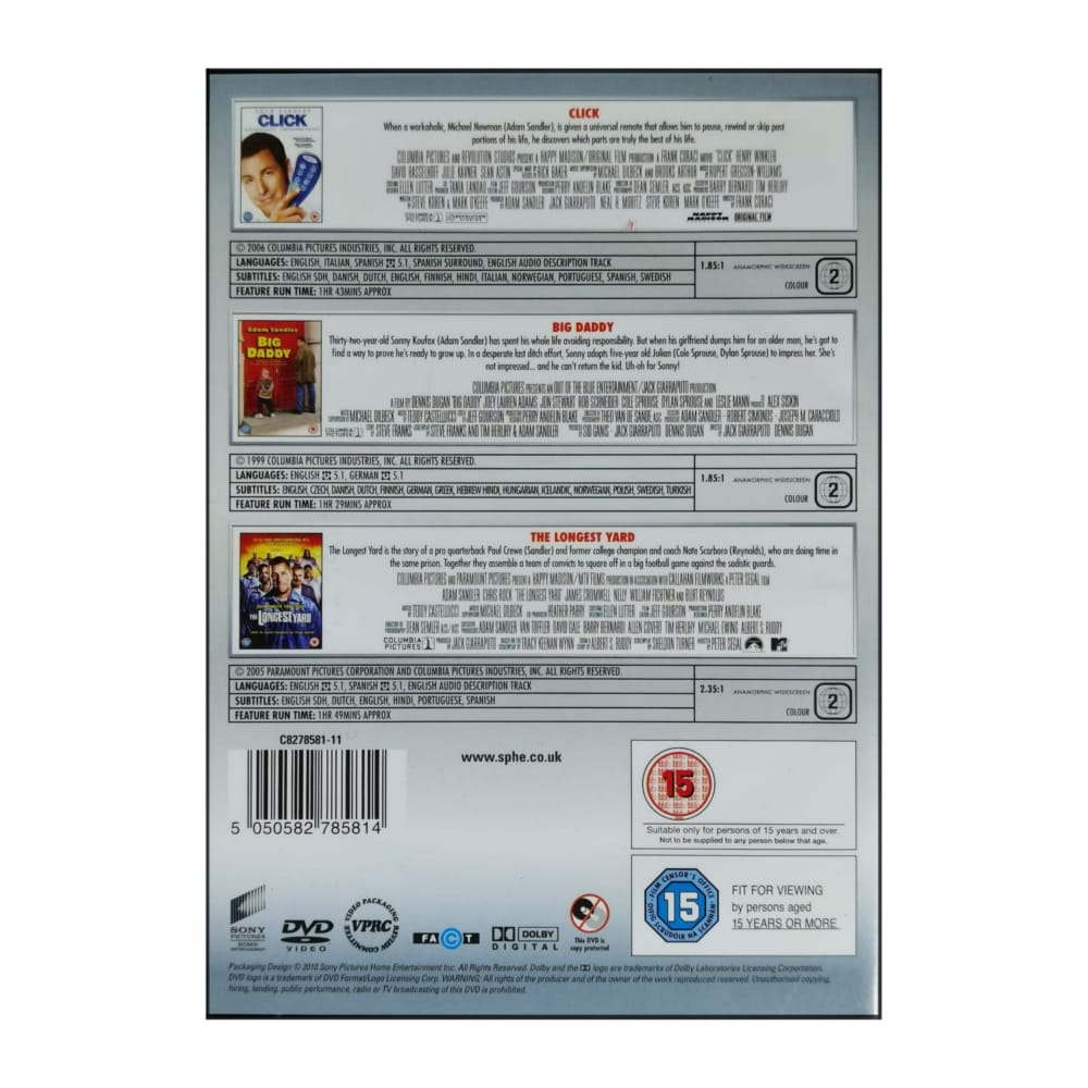Adam Sandler: Click + Big Daddy + The Longest Yard