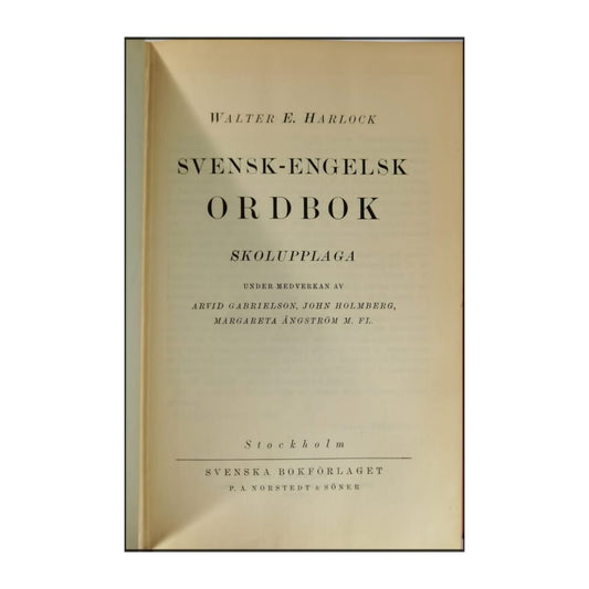 Walter E. Harlock: Svensk-Engelsk Ordbok