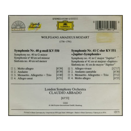 Wolfgang Amadeus Mozart': Symphonies No. 40 And No. 41 Jupiter