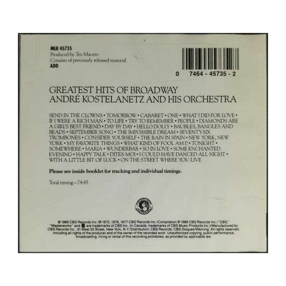 André Kostelanetz And His Orchestra: Broadway Greatest Hits