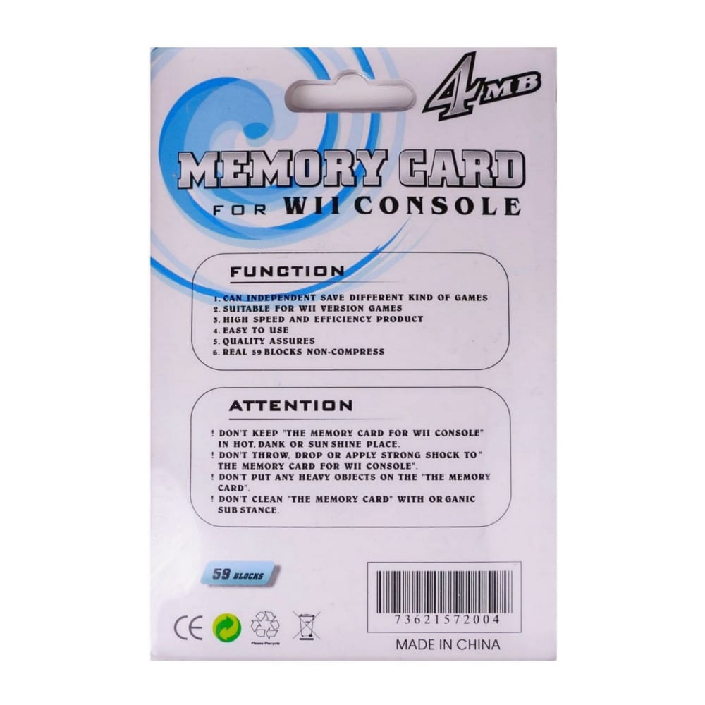 Nintendo Wii: Memory Card (4Mb) White