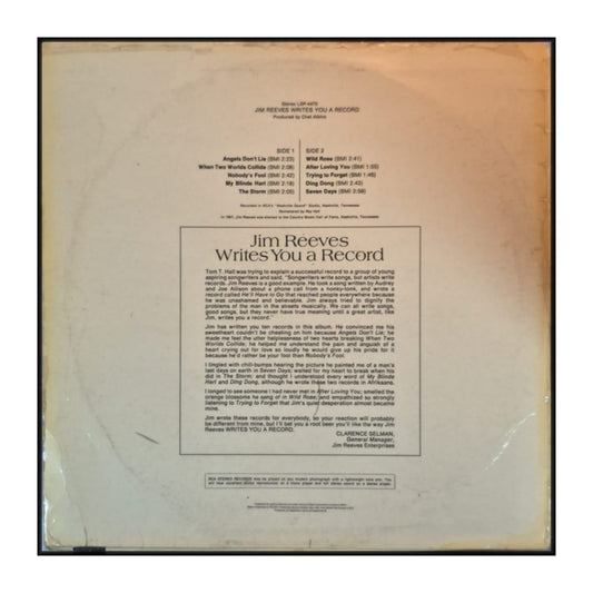 Jim Reeves: Writes You A Record