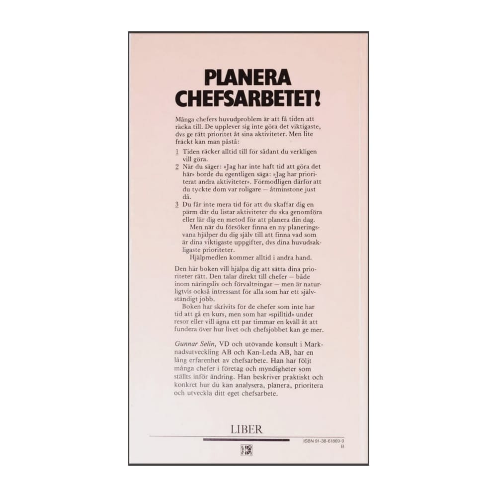 Gunnar Selin: Planera Chefsarbetet