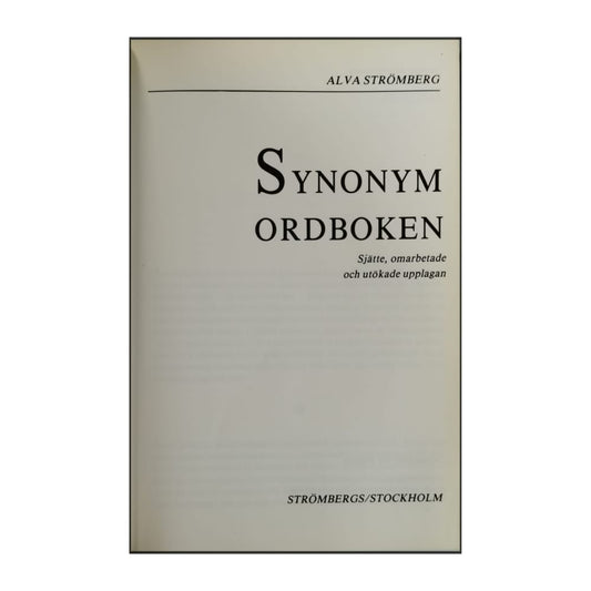 Alva Strömberg: Stora Synonymordboken