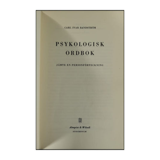 Carl Ivar Sandström: Psykologisk Ordbok