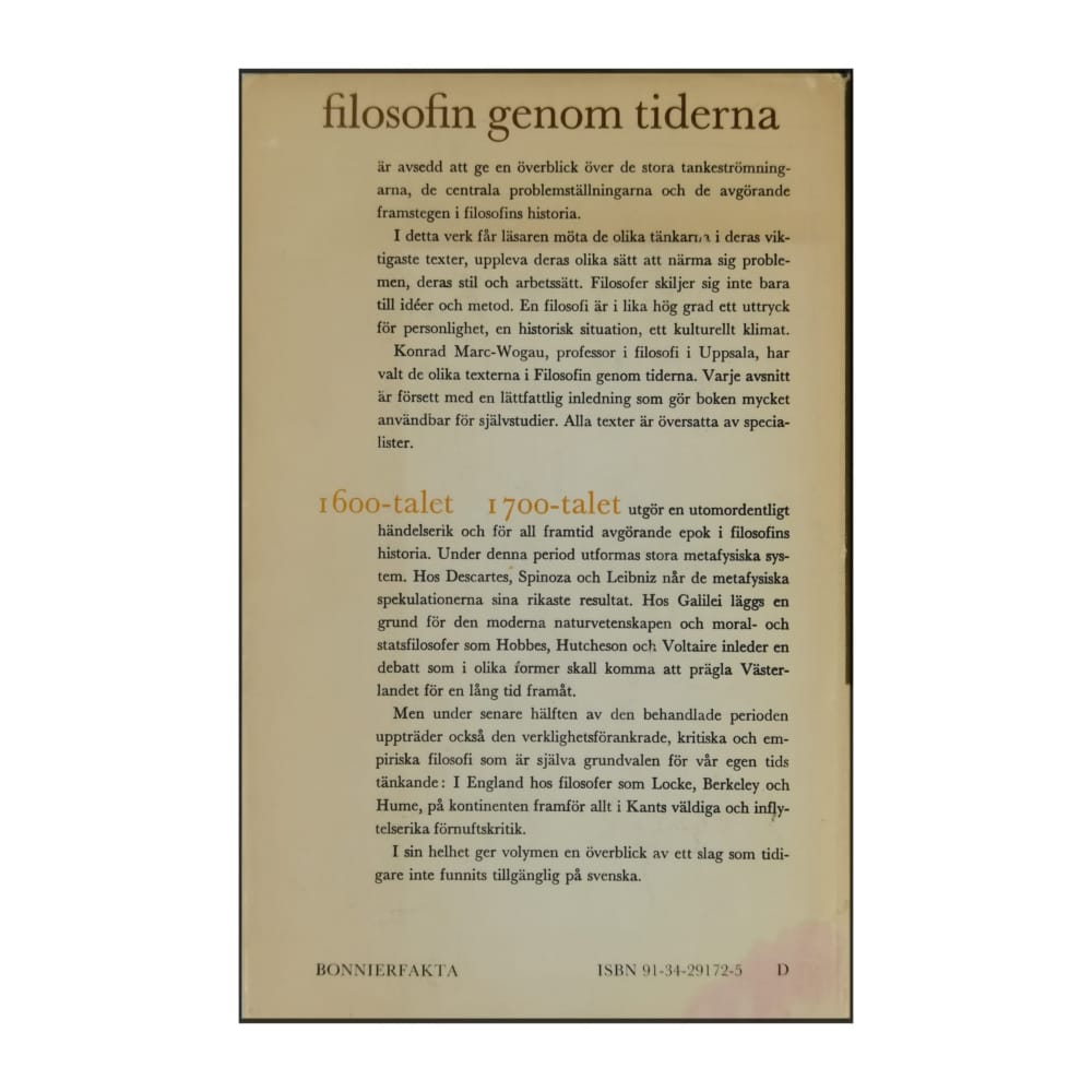 Filosofin Genom Tiderna 1600-Talet 1700-Talet