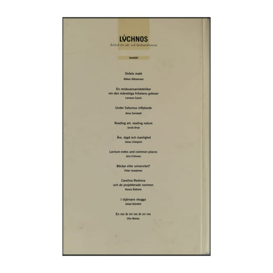 Lýchnos: Årsbok För Idé- Och Lärdomshistoria 2009