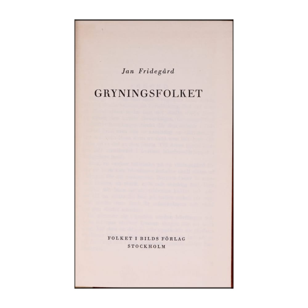 Jan Fridegård: Gryningsfolket