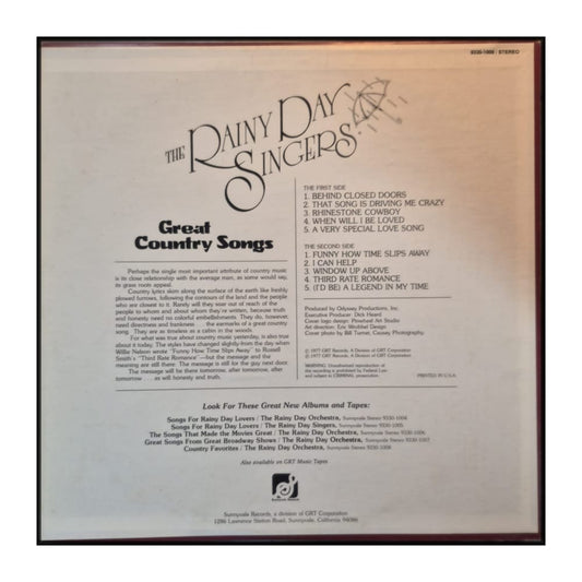The Rainy Day Singers: Great Country Songs