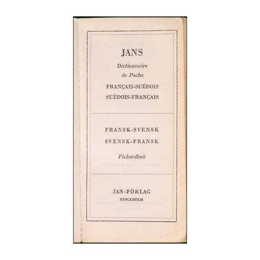 Jans Dictionnaire De Poche Français-Suédois Suédois-Français