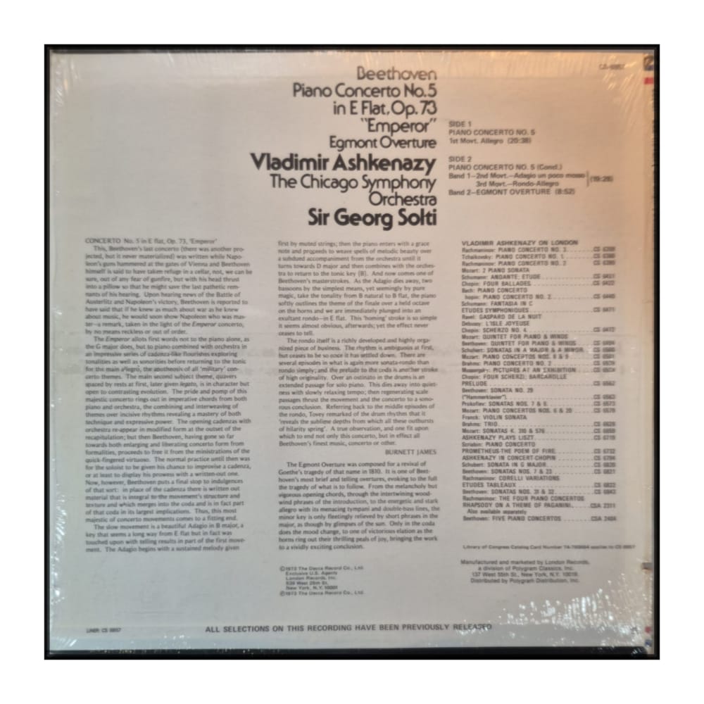 Vladimir Ashkenazy & Sir Georg Solti: Beethoven Piano Concerto No.5 Emperor