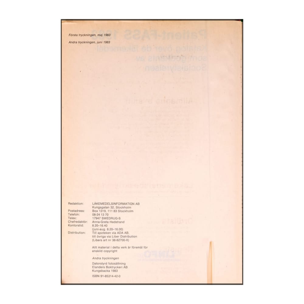 Patient-Fass: Läkemedelskatalog 1983