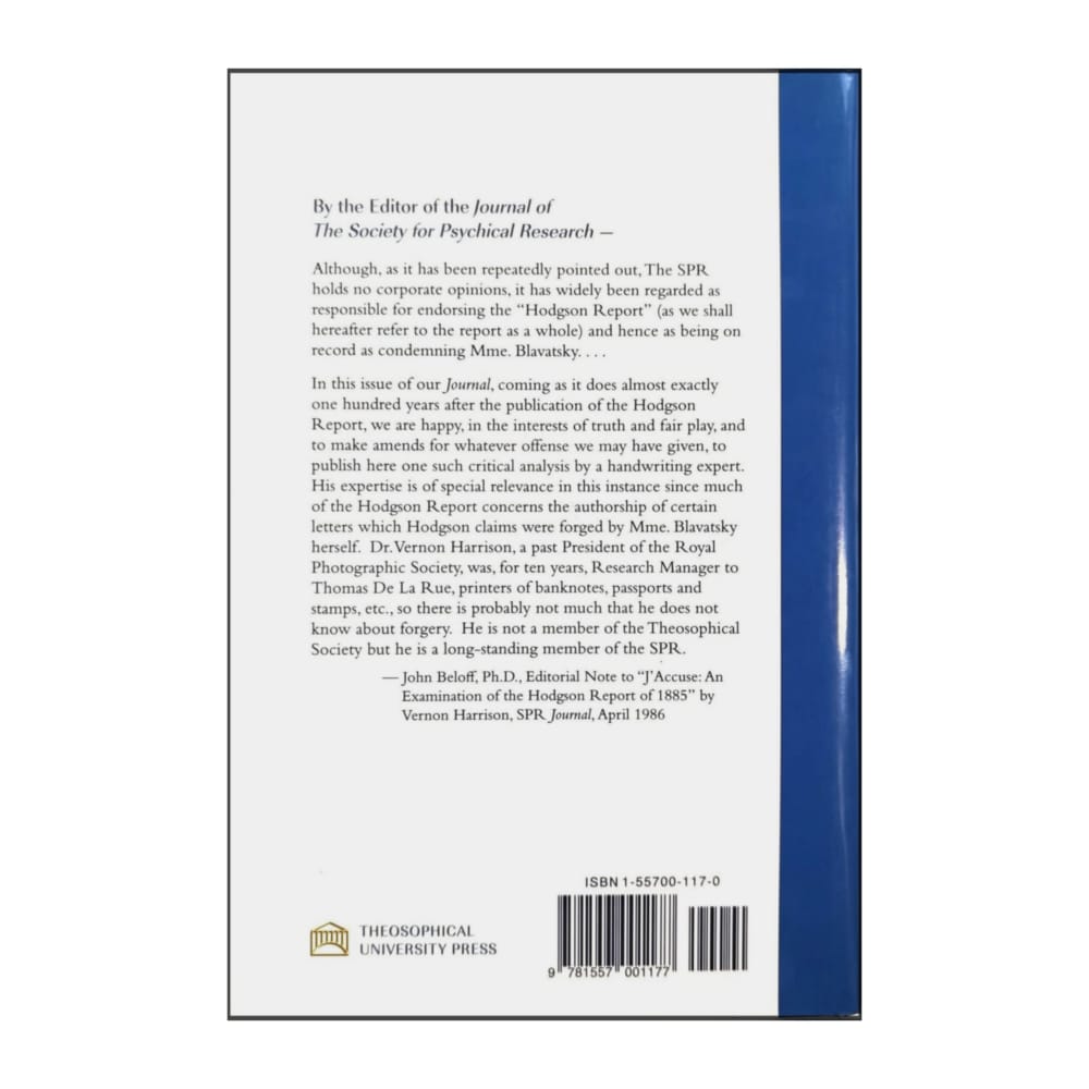 Vernon Harrison: H. P. Blavatsky And The Spr