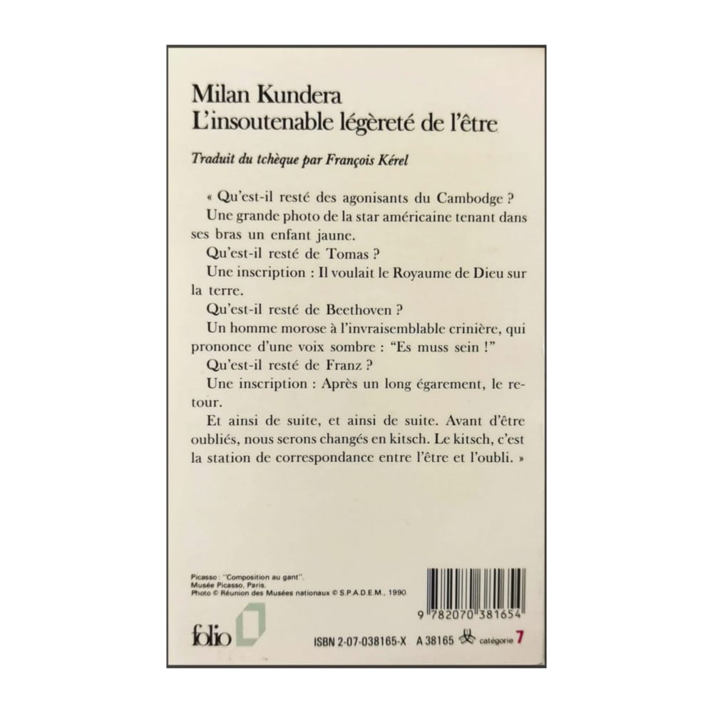 Milan Kundera: L'Insoutenable Légèreté De L'Être