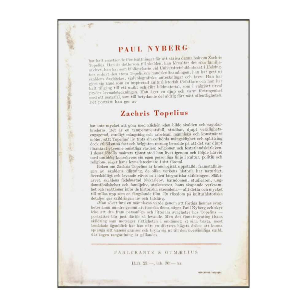 Paul Nyberg: Zachris Topelius