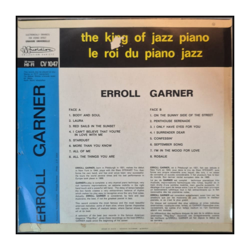 Erroll Garner: The King Of Jazz Piano - 16 Hits