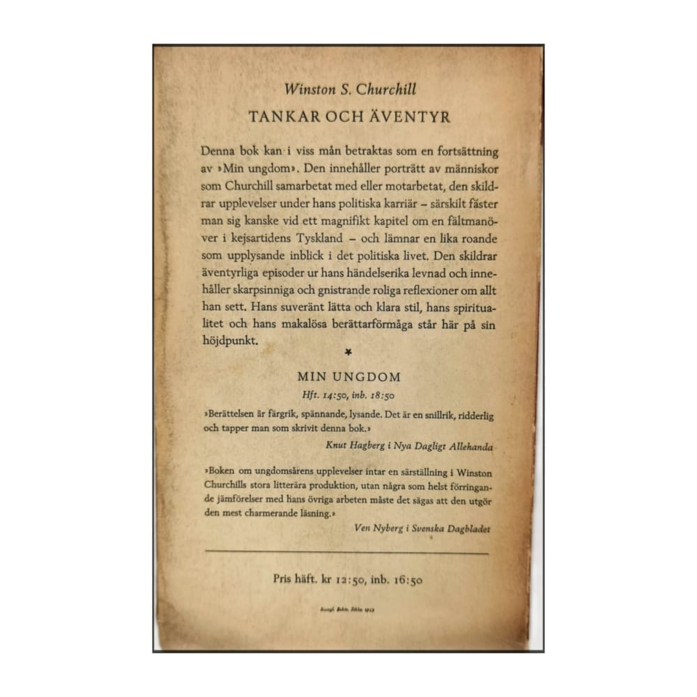 Winston S. Churchill: Tankar Och Äventyr