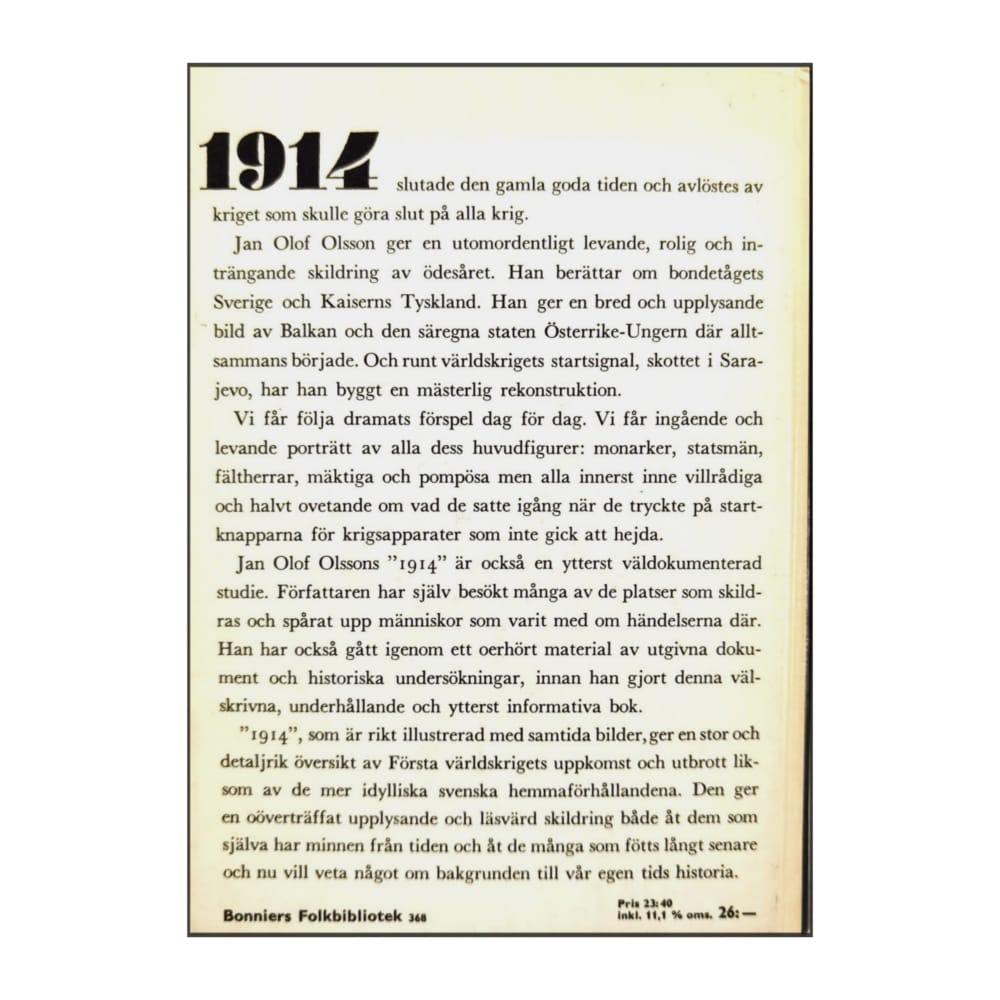 Jan Olof Olsson: 1914