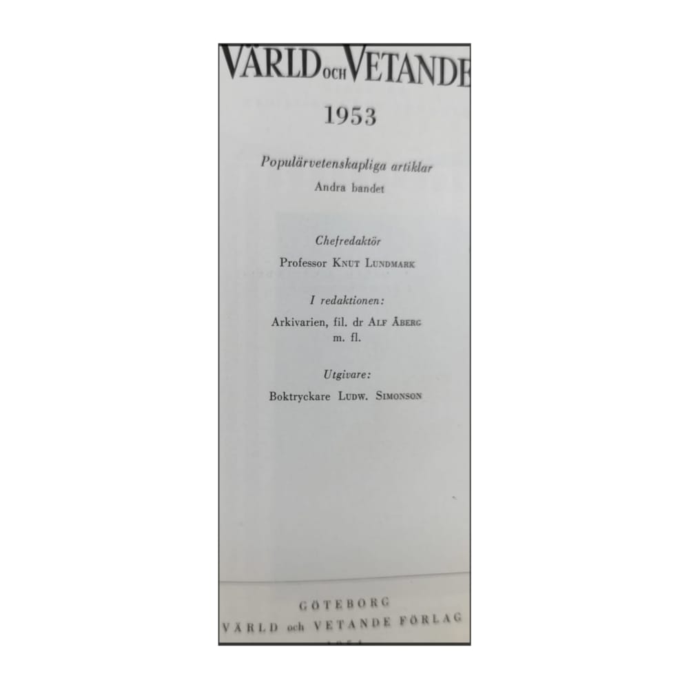 Värld Och Vetande 1953
