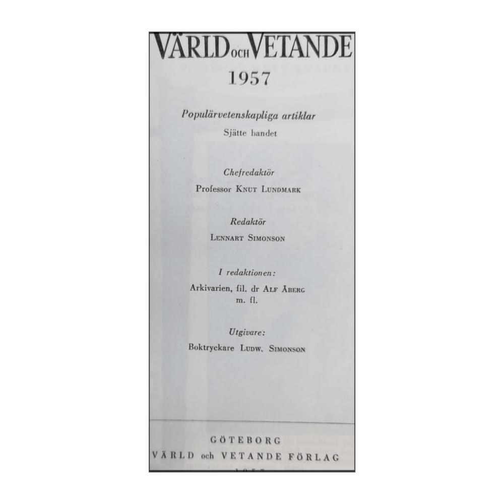 Värld Och Vetande 1957