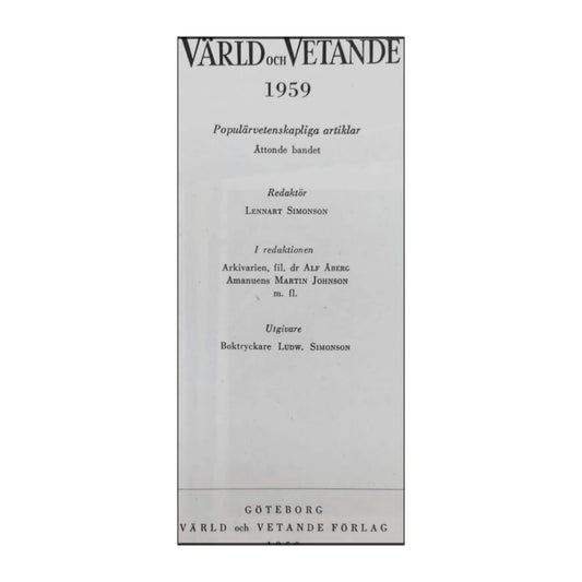 Värld Och Vetande 1959