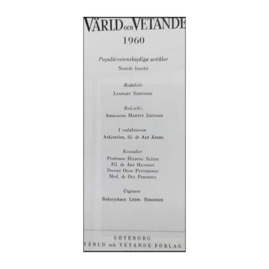 Värld Och Vetande 1960