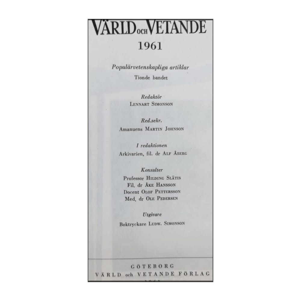 Värld Och Vetande 1961