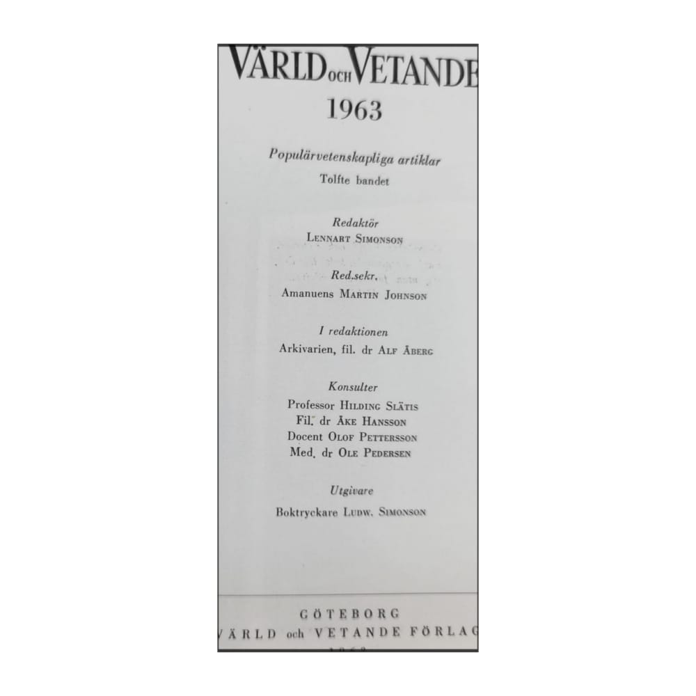 Värld Och Vetande 1963