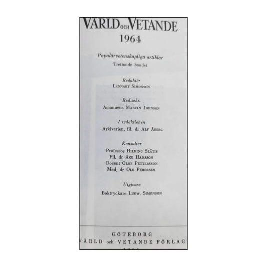 Värld Och Vetande 1964