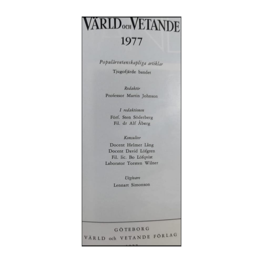 Värld Och Vetande 1977