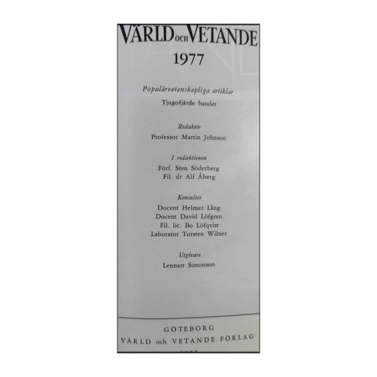 Värld Och Vetande 1977