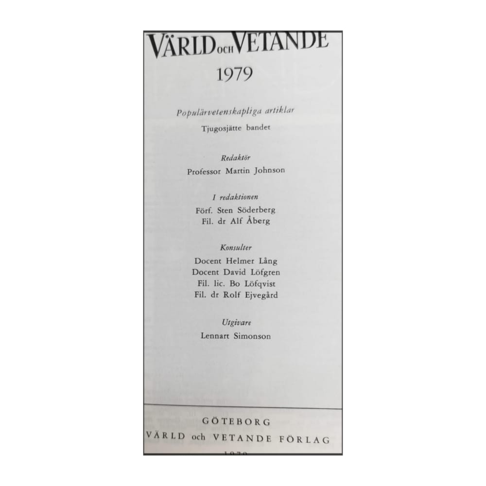 Värld Och Vetande 1979