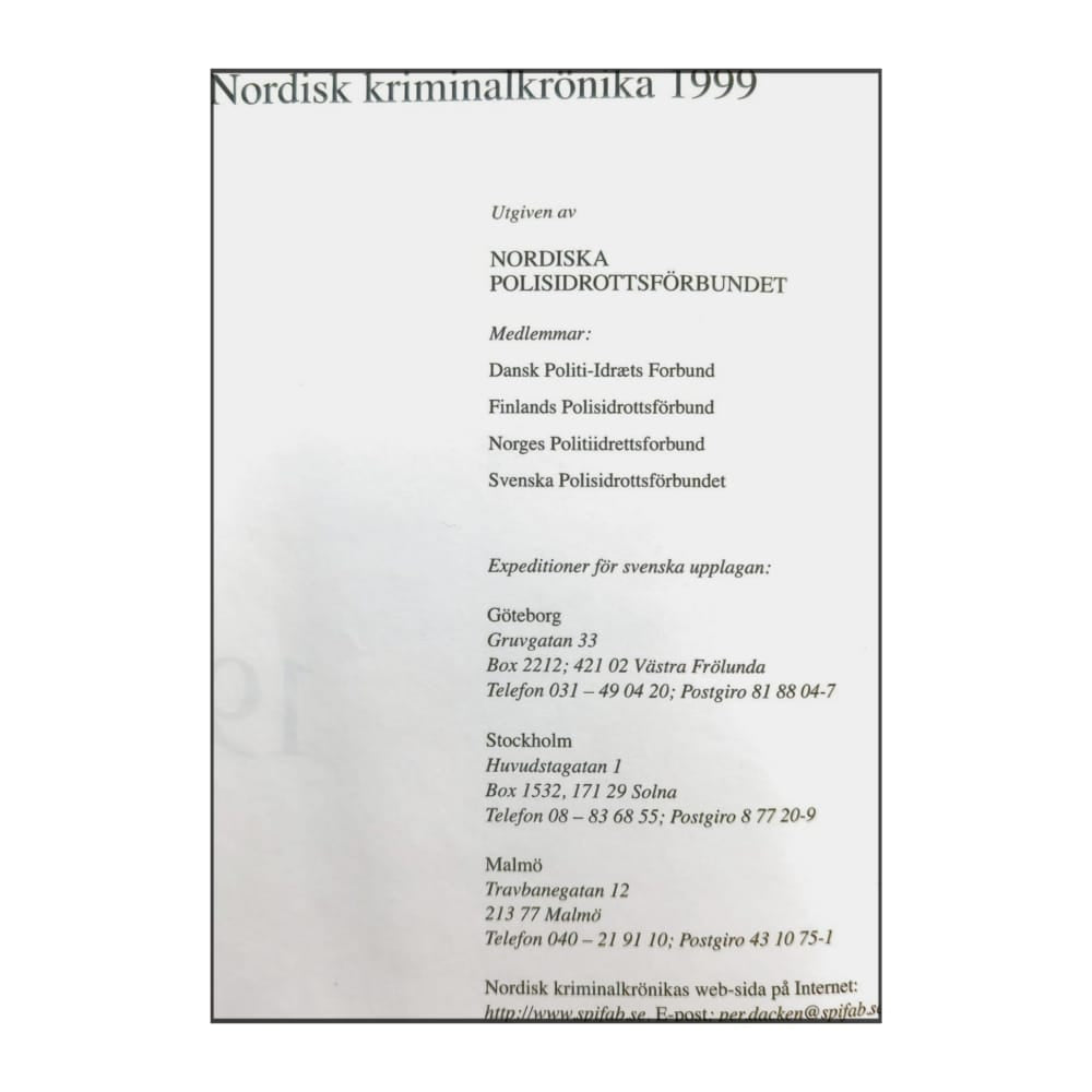Nordisk Kriminalkrönika 1999