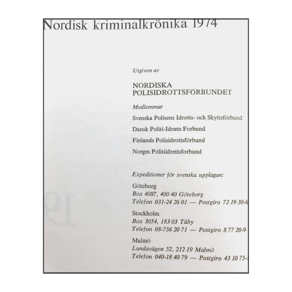 Nordisk Kriminalkrönika 1974