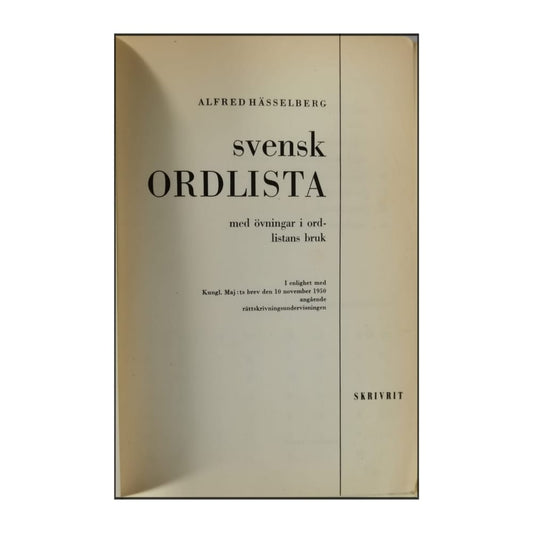 Alfred Hässelberg: Svensk Ordlista