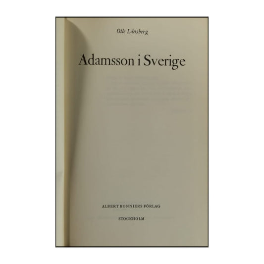 Olle Länsberg: Adamsson I Sverige